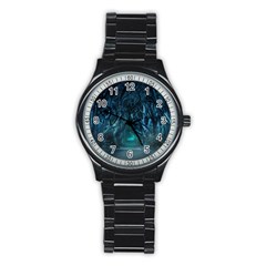 Trees Road Moonlight Avenue Stainless Steel Round Watch by Nexatart