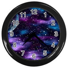 Background Space Planet Explosion Wall Clock (black) by Nexatart