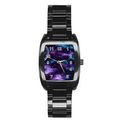 Background Space Planet Explosion Stainless Steel Barrel Watch by Nexatart