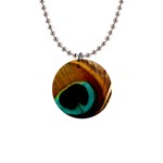 Feather Peacock Feather Peacock 1  Button Necklace Front