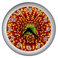 Flower Dahlia Red Petals Color Wall Clock (silver) by Nexatart