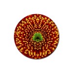 Flower Dahlia Red Petals Color Rubber Coaster (Round)  Front