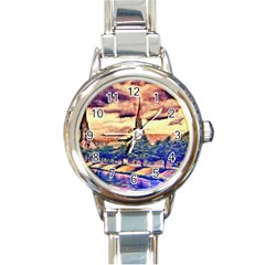 Castle Fortress Landmark Historical Round Italian Charm Watch by Nexatart