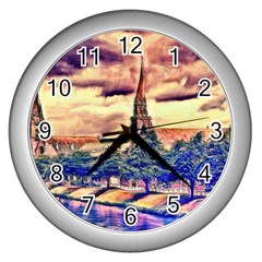 Castle Fortress Landmark Historical Wall Clock (silver)