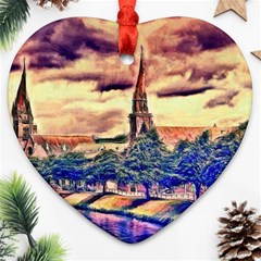 Castle Fortress Landmark Historical Heart Ornament (two Sides) by Nexatart