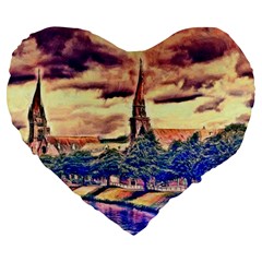 Castle Fortress Landmark Historical Large 19  Premium Flano Heart Shape Cushions by Nexatart