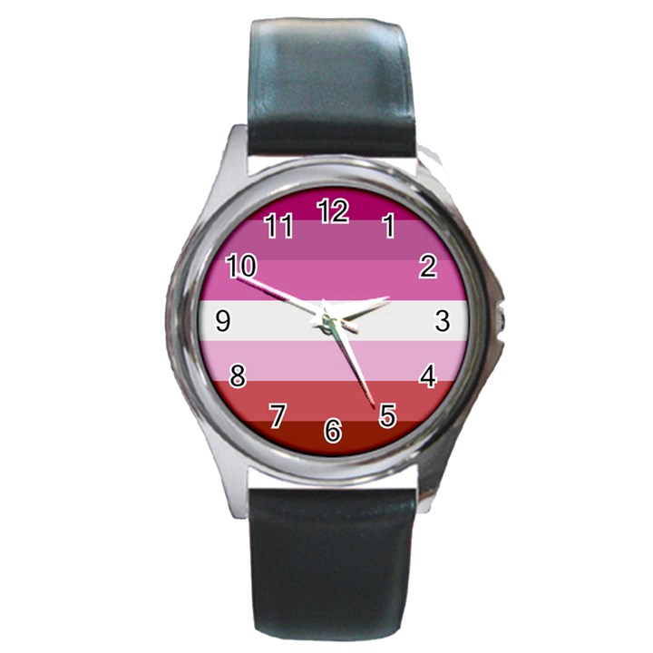 Lesbian Pride Flag Round Metal Watch