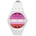 Lesbian Pride Flag Round Plastic Sport Watch (M) Front