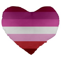 Lesbian Pride Flag Large 19  Premium Heart Shape Cushions by lgbtnation