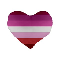 Lesbian Pride Flag Standard 16  Premium Flano Heart Shape Cushions