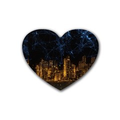 Architecture Buildings City Rubber Coaster (heart)  by Pakrebo