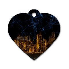 Architecture Buildings City Dog Tag Heart (two Sides) by Pakrebo