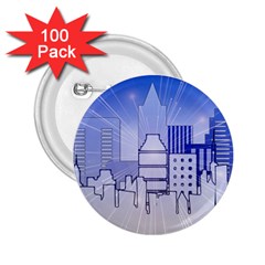 City Architecture Building Skyline 2 25  Buttons (100 Pack)  by Pakrebo