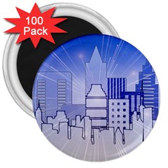 City Architecture Building Skyline 3  Magnets (100 Pack) by Pakrebo