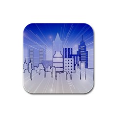 City Architecture Building Skyline Rubber Square Coaster (4 Pack)  by Pakrebo