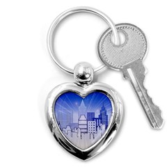 City Architecture Building Skyline Key Chain (heart) by Pakrebo