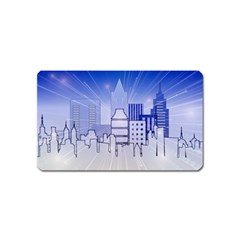 City Architecture Building Skyline Magnet (name Card) by Pakrebo