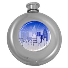 City Architecture Building Skyline Round Hip Flask (5 Oz) by Pakrebo