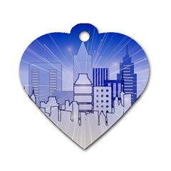 City Architecture Building Skyline Dog Tag Heart (two Sides) by Pakrebo