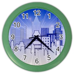 City Architecture Building Skyline Color Wall Clock by Pakrebo