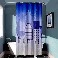 City Architecture Building Skyline Shower Curtain 36  X 72  (stall)  by Pakrebo