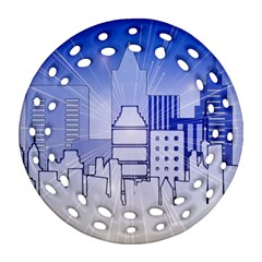 City Architecture Building Skyline Ornament (round Filigree) by Pakrebo