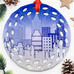 City Architecture Building Skyline Round Filigree Ornament (two Sides) by Pakrebo