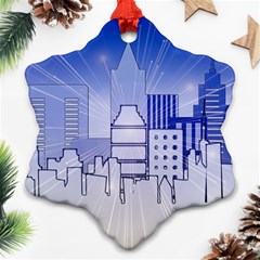 City Architecture Building Skyline Snowflake Ornament (two Sides) by Pakrebo