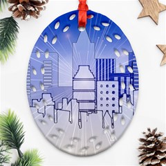 City Architecture Building Skyline Oval Filigree Ornament (two Sides) by Pakrebo