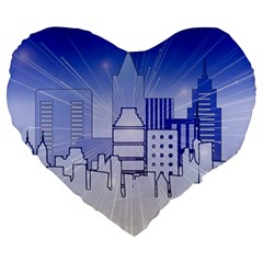 City Architecture Building Skyline Large 19  Premium Heart Shape Cushions by Pakrebo