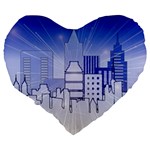 City Architecture Building Skyline Large 19  Premium Heart Shape Cushions Back