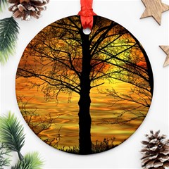 Nature Sunset Landscape Sun Ornament (round) by Pakrebo