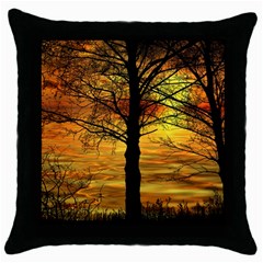 Nature Sunset Landscape Sun Throw Pillow Case (black) by Pakrebo