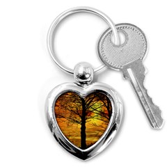 Nature Sunset Landscape Sun Key Chain (heart) by Pakrebo