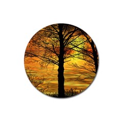 Nature Sunset Landscape Sun Magnet 3  (round) by Pakrebo