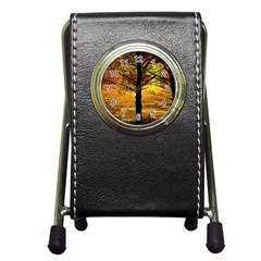 Nature Sunset Landscape Sun Pen Holder Desk Clock by Pakrebo