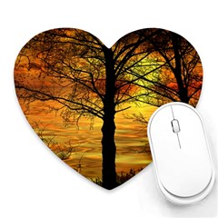 Nature Sunset Landscape Sun Heart Mousepads by Pakrebo