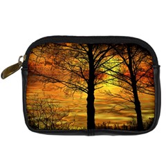 Nature Sunset Landscape Sun Digital Camera Leather Case by Pakrebo