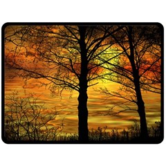 Nature Sunset Landscape Sun Fleece Blanket (large)  by Pakrebo