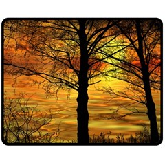 Nature Sunset Landscape Sun Fleece Blanket (medium)  by Pakrebo