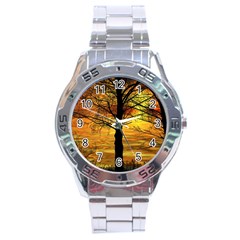 Nature Sunset Landscape Sun Stainless Steel Analogue Watch by Pakrebo