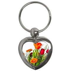 Tulip Gerbera Composites Broom Key Chain (heart) by Pakrebo