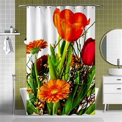 Tulip Gerbera Composites Broom Shower Curtain 48  X 72  (small)  by Pakrebo