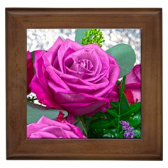 Rose Pink Purple Flower Bouquet Framed Tiles by Pakrebo