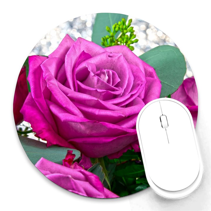 Rose Pink Purple Flower Bouquet Round Mousepads