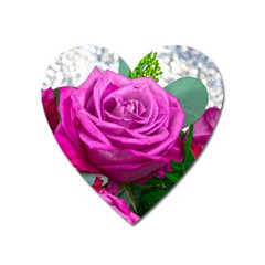 Rose Pink Purple Flower Bouquet Heart Magnet by Pakrebo