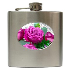 Rose Pink Purple Flower Bouquet Hip Flask (6 Oz) by Pakrebo