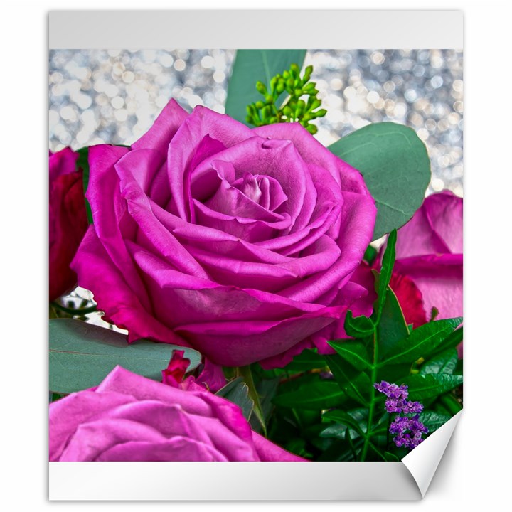 Rose Pink Purple Flower Bouquet Canvas 20  x 24 