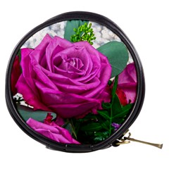 Rose Pink Purple Flower Bouquet Mini Makeup Bag by Pakrebo