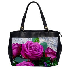 Rose Pink Purple Flower Bouquet Oversize Office Handbag by Pakrebo